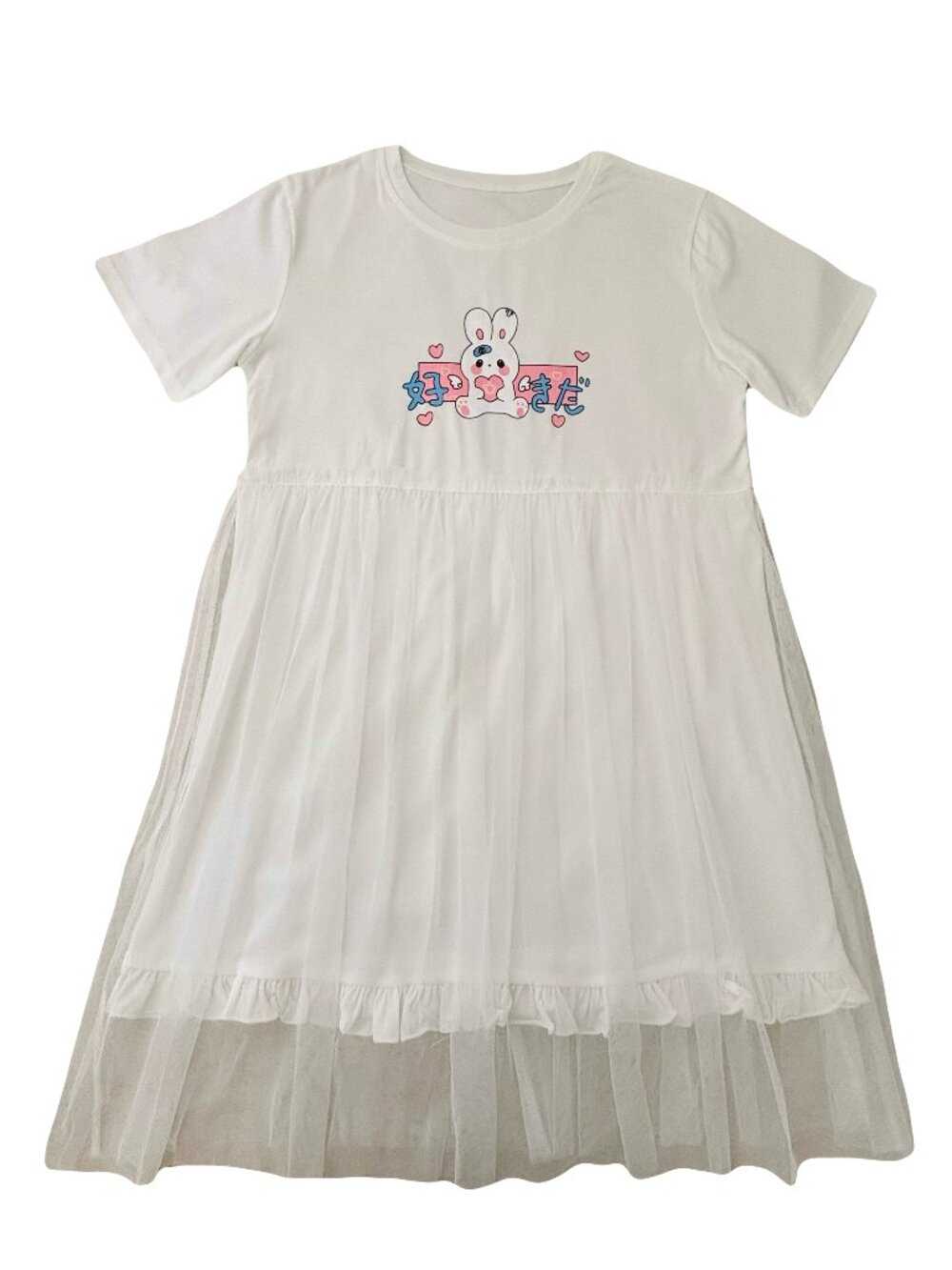 Cute bunny print cotton t-shirt dress